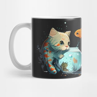 Purr-fect Catch: Cute Cat Fishing Artwork Mug